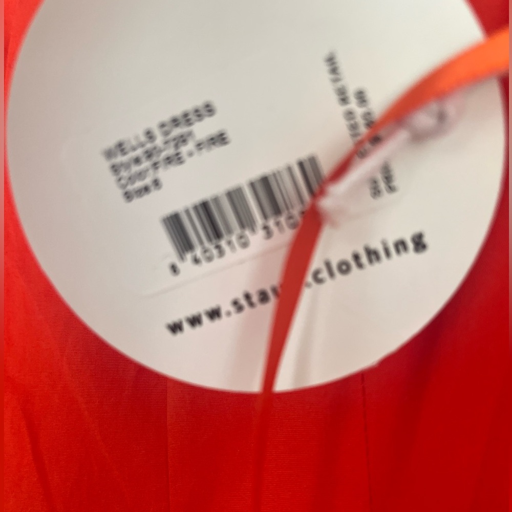 NWT Staud Wells Midi Dress in Fire Poplin 🍅 Gorgeous Tomato Red - Picture 5 of 5